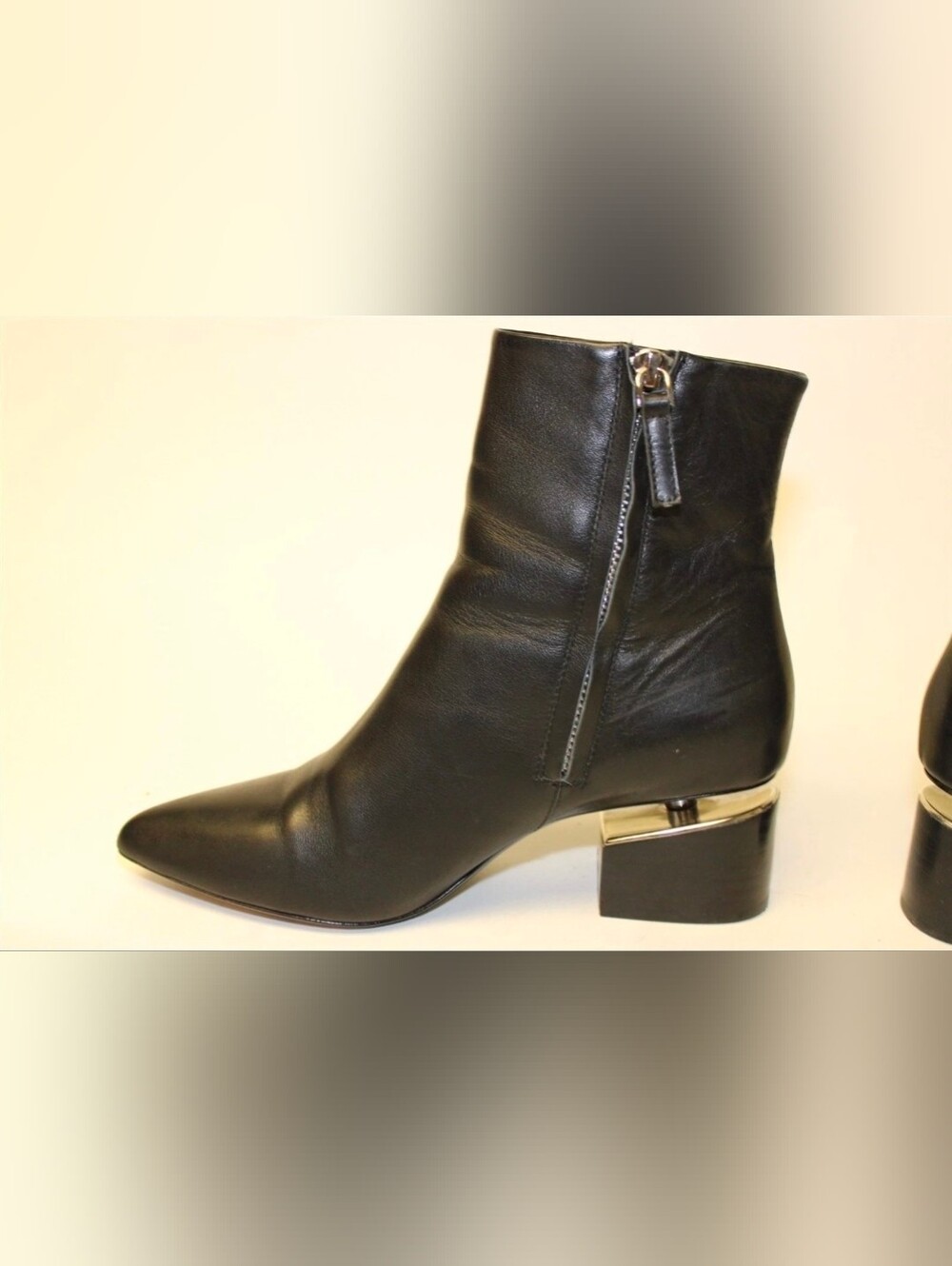 Alexander Wang Black Leather Pointed Ankle Boots w Lifted Silver Heel Accent 8 - Picture 5 of 14